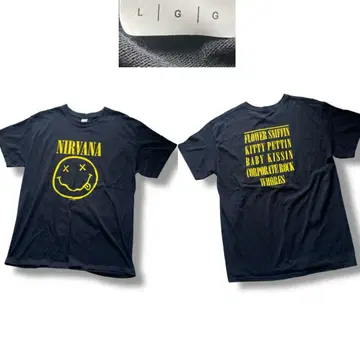 NiIVANA 길단 스마일리 프린트 T셔츠 size L 1992
