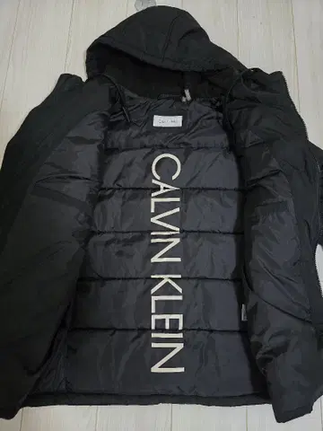 CALVIN KLEIN 후드 부착 다운 자켓 블랙 캘빈클라인