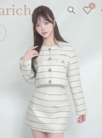 다리치 Darling 보더 트위드 자켓 미니 스커트 IVO