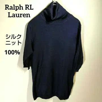 RALPH LAUREN 여성용 얇은 소재 니트 실크 100% 블랙 M