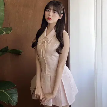 OLIVE des OLIVE 슬리브리스 셔츠 미니 원피스 핑크