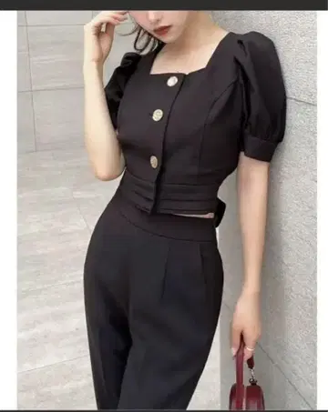 리젝시 택 포함 새상품 스퀘어 백리본 상의