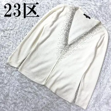 23구 니쥬산쿠 라메 니트 가디건 화이트 38 B8778