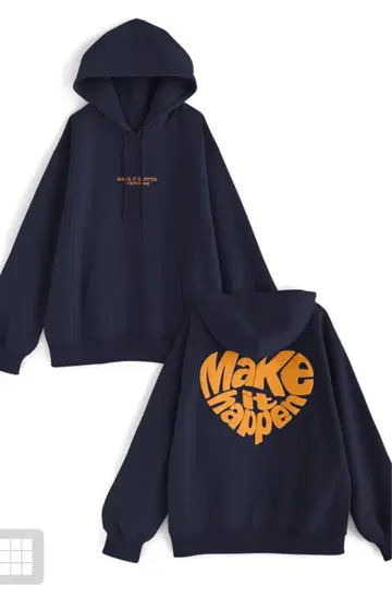 네이비 후드 부착 후드티 Make it happen
