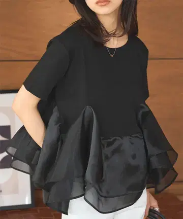 고베 레터스 오간자 도킹 페플럼 티셔츠 C7460