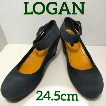 로건 앵클 스트랩 웨지 힐 펌프스 짙은 녹색 24.5cm 110