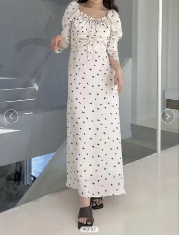 미사용 새상품 FRAY I.D 크레이프 새틴 프린트 원피스