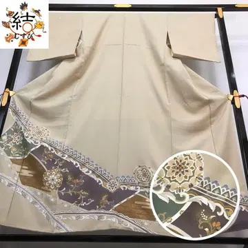 MK-1347 이로도메소데 꽃 무늬 꽃+덩굴 패턴 금색 자수