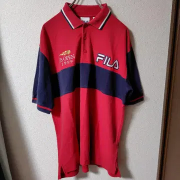 FILA US OPEN 1999 피케 셔츠 빨간색 네이비 M 사이즈