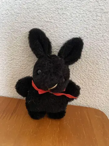 블랙 토끼 미니 봉제 인형 마스코트 끈 포함