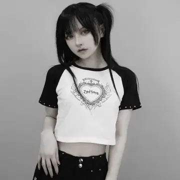 dimmoire 큐빅 라인스톤 하트 코어 미니 T