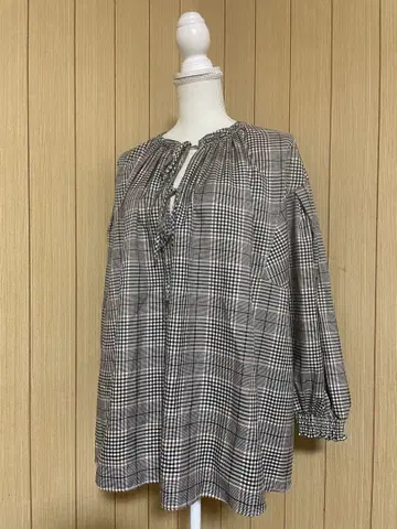 stadioCLIP 체크 무늬 오분 소매 튜닉 프리 시착만 한 상품