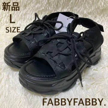 새상품 FABBYFABBY 레이스업 통굽 샌들 스포티 24.5cm