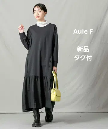 새상품 Auie F 도킹 티어드 원피스 블랙 검정 이소재 롱