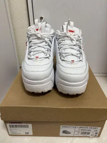 FILA 통굽 스니커즈 하트 화이트 핑크 Disruptor 2 Wedge