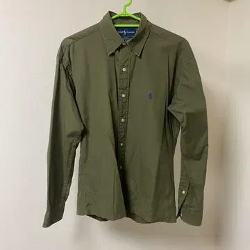Ralph Lauren 긴팔 셔츠 올리브 구제 의류