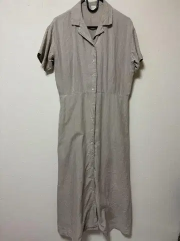 카구레 린넨 오픈 카라 셔츠 원피스