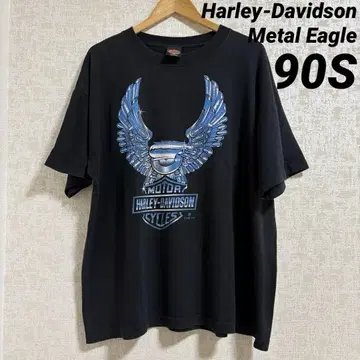 구제 할리데이비슨 메탈 이글 티셔츠 블랙 90S USA