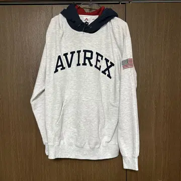 AVIREX 후드 부착 후드티 XL 그레이