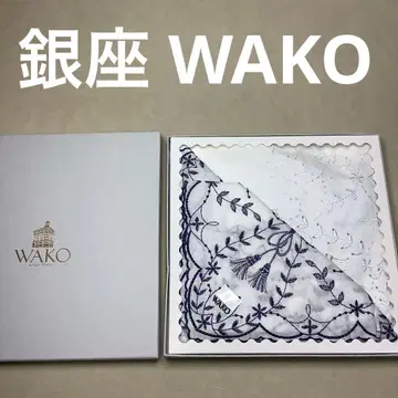 새상품 긴자 WAKO 레이스 손수건 2장 화이트 블루 태슬