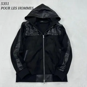H167 M 46 5351  인조 가죽 블랙 후드티 남성용