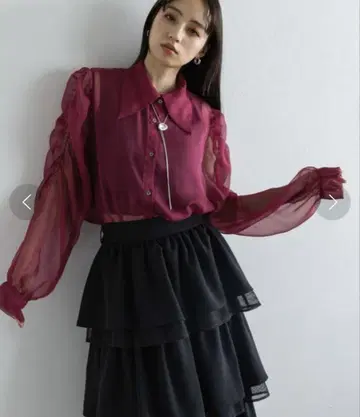 HARE 소매 개더 시어 셔츠 WEB 한정 컬러 핑크 하레 블라우스