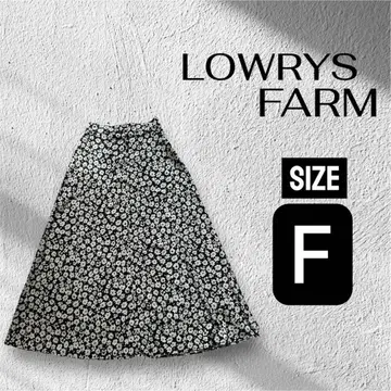 LOWRYS FARM 플라워 프린트 플레어 스커트 F 사이즈 블랙