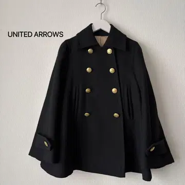 UNITED ARROWS 골드 버튼 A라인 피코트 블랙