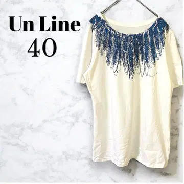 Un Line 앙리뉴 반팔 큐빅 T셔츠 화이트 블루