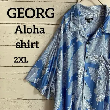 GEORGE 조지 오픈 카라 알로하 셔츠 반팔 올 패턴 오버 사이즈