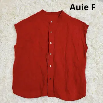 Aweef 린넨 100% 프렌치 슬리브 블라우스 레드 오렌지 M