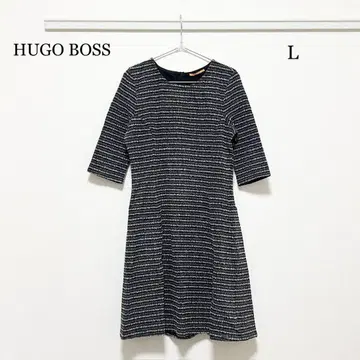 0012 HUGO BOSS 무릎 기장 원피스 L 사이즈 보더 무늬