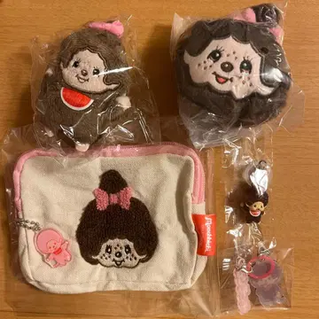몬치치 사가라 파우치 메지루시 액세서리 페이스 봉제 인형 배지