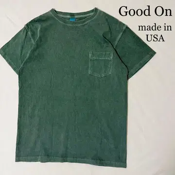 Good On 그린 컬러 피그먼트 염색 무지 티셔츠 포켓 티 USA제