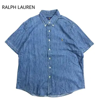 RALPH LAUREN 데님 셔츠 반팔 포니 자수 로고 BD