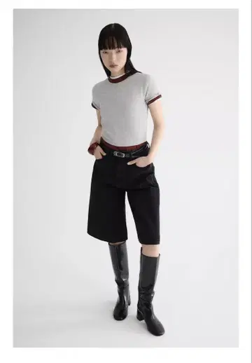 ZARA Z1975 롱 기장 벨트 데님 버뮤다 팬츠