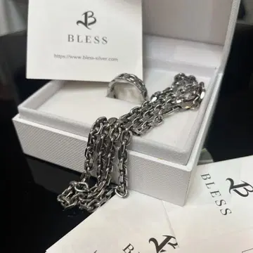 BLESS 실버 925 목걸이 55cm 스테인리스 반지 19호