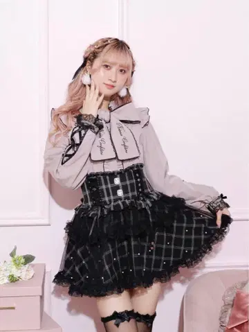 NOEMIE 백 리본 펄 튤 티어드 치마바지