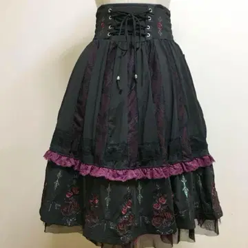 ozz croce 장미 자수 2way 스커트 블랙