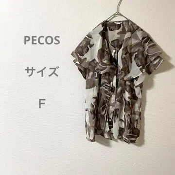 PECOS 카모플라쥬 패턴 반팔 셔츠 일본제 화려한 성인 여성