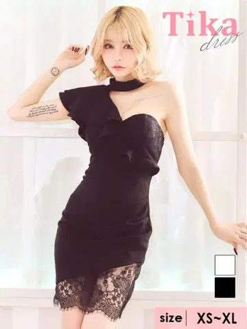 전율 카나노 착용 Tika 블랙 비대칭 드레스 M 미니 드레스