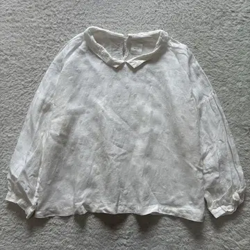 Gauze 도트 린넨 블라우스 화이트 카라 부착 풀오버