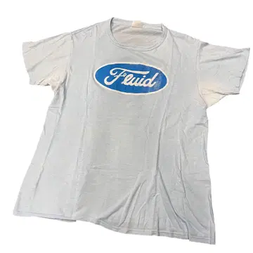 90s Fruid/밴딩 티셔츠/스카이블루/싱글/러버 프린트
