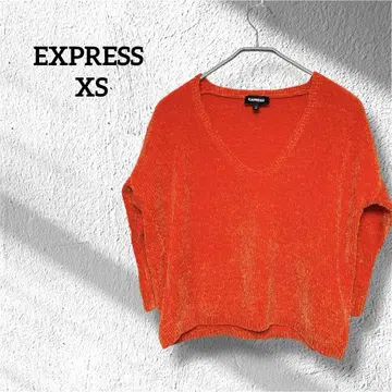 EXPRESS 오렌지 V넥 니트 XS 새상품급