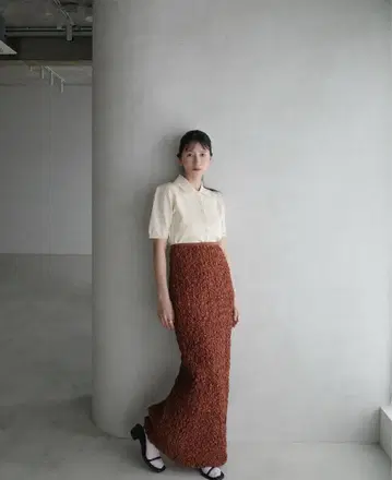 SHIRRING STRAIGHT SKIRT 브라운 사이즈 1