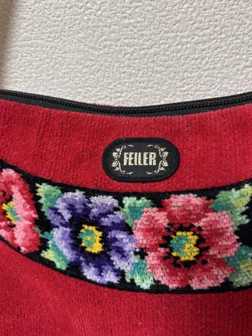 FEILER(페이러) 플라워 꽃무늬 핸드백 빨간색 레드 코튼