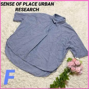 센스 오브 플레이스(F) 반팔 셔츠 블라우스 스트라이프 바이컬러