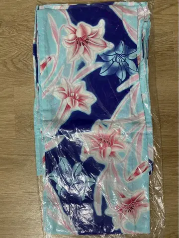 유카타 블루 바탕 백합 백합 패턴 여성용 레트로 모던 성인용 유카타