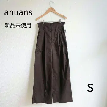 택 포함 새상품 anuans 하이웨스트 와이드 팬츠 브라운 S