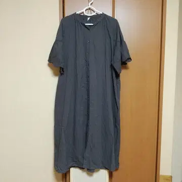 그레이 플레어 소매 셔츠 원피스